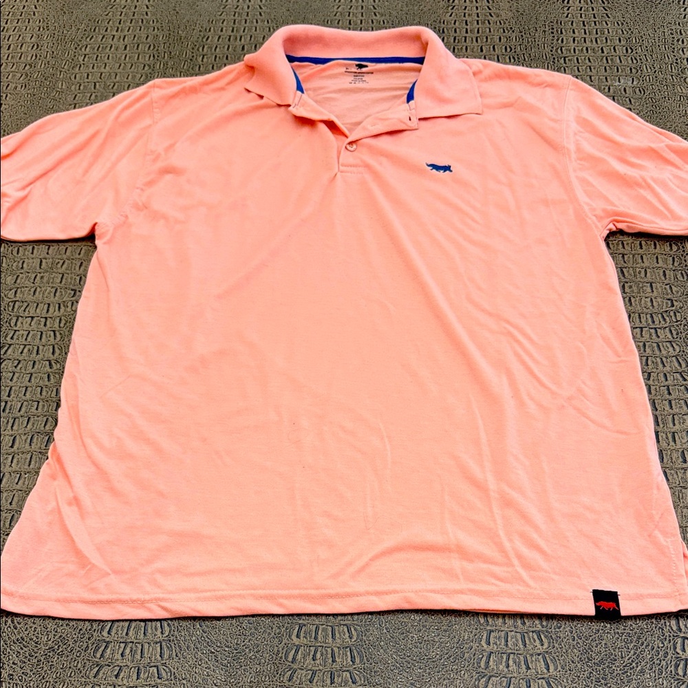 Red Rhino Men’s Coral Pink Polo Shirt XL Short Sleeve Embroidered Logo
